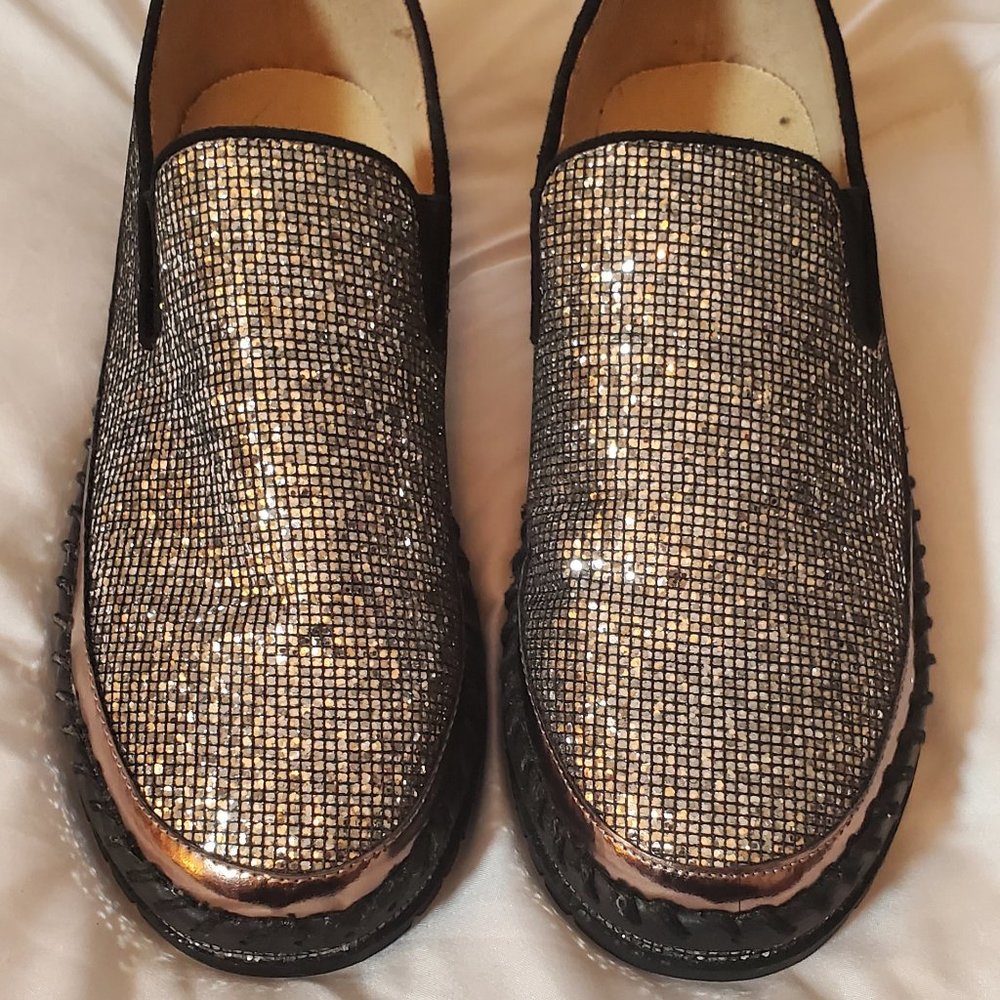 Silver, Black & Pewter Glitter Women's Loafers (9)
